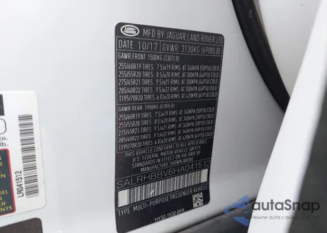 2017 Land Rover Discovery Hse Luxury from USA, damaged, VIN SALRHBBV6HA041512